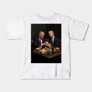 Trump and Biden enjoying burgers Kids T-Shirt